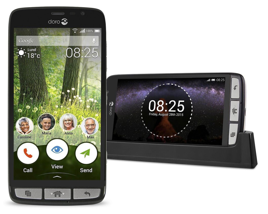Smartmobilen Doro 825 er bestselgeren på det norske markedet. Foto: Doro. Smartmobilen Doro 825 er bestselgeren på det norske markedet. Foto: Doro.
