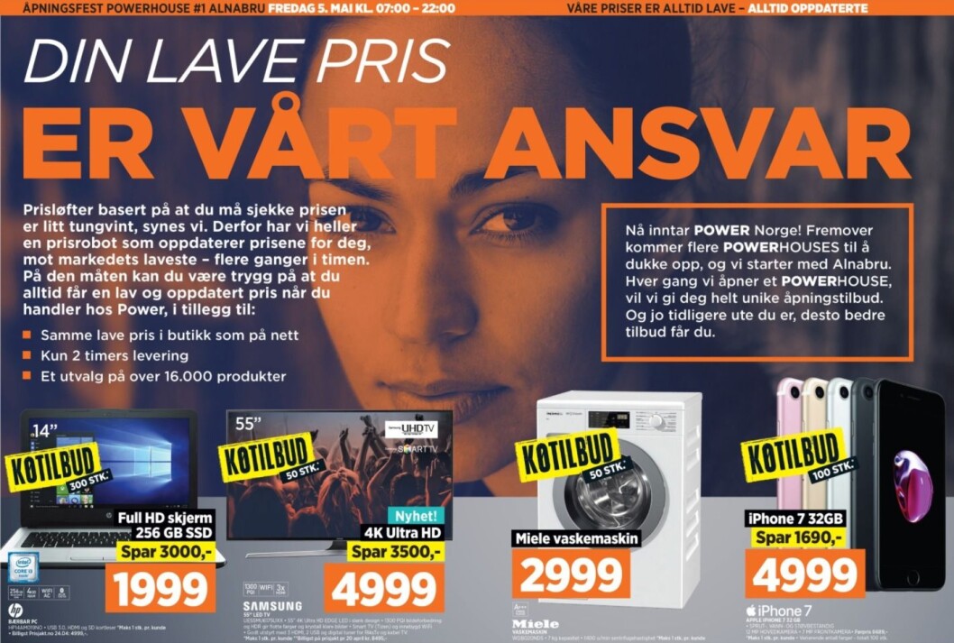 I kundeavisen i forbindelse med åpningen på Alnabru lanserer Power to timers ekspresslevering. (Skjermdump) I kundeavisen i forbindelse med åpningen på Alnabru lanserer Power to timers ekspresslevering. (Skjermdump)