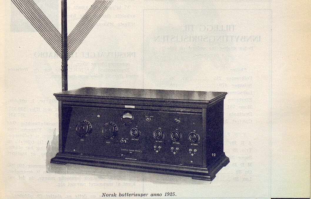 Norsk batterisuper anno 1925 var avbildet i nr. 7/1939, i anledning NRLs 15 års-jubileum. Norsk batterisuper anno 1925 var avbildet i nr. 7/1939, i anledning NRLs 15 års-jubileum.