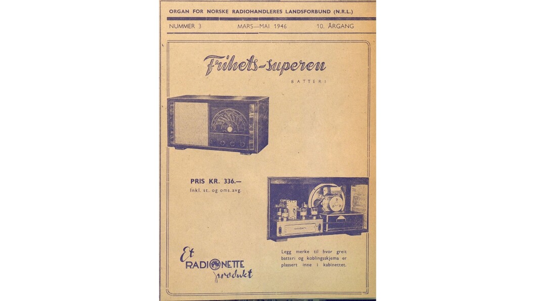 I nr. 3/1946 annonserte Radionette for Frihets-superen. I nr. 3/1946 annonserte Radionette for Frihets-superen.