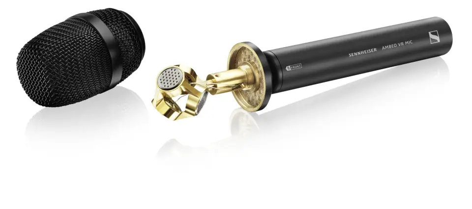 3D-mikrofonen Ambeo fra Sennheiser har fire kapsler som sitter i en XY-akse, for kringkasting, spill og VR. Pris: 13.800,- eks. mva. 3D-mikrofonen Ambeo fra Sennheiser har fire kapsler som sitter i en XY-akse, for kringkasting, spill og VR. Pris: 13.800,- eks. mva.