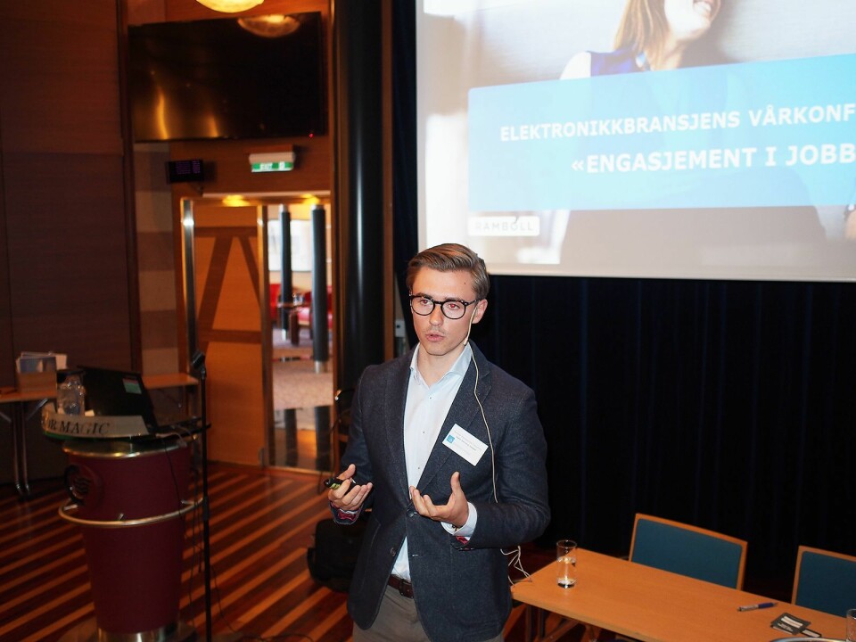 Vetle Høivang Jensen i Rambøll Management Consulting engasjerte salen med sitt innlegg om engasjement.