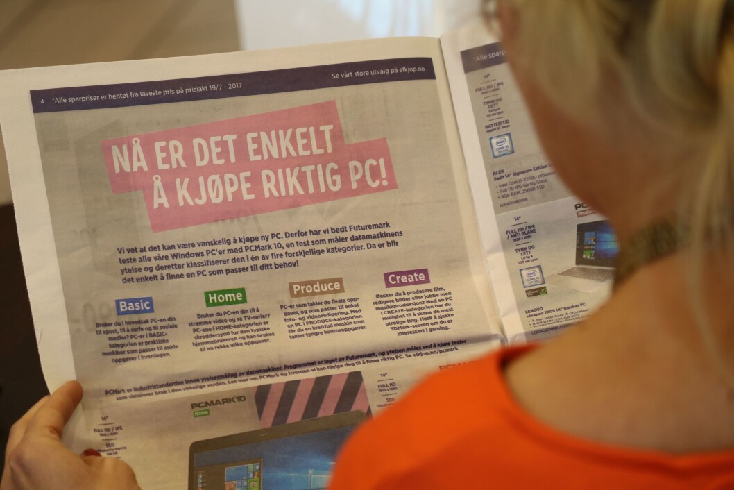 Elkjøp og Lefdal bruker testresultatene aktivt i markedsføringen, og deler PCene inn i fire ulike kategorier. Foto: Øystein Schmidt/Elkjøp Elkjøp og Lefdal bruker testresultatene aktivt i markedsføringen, og deler PCene inn i fire ulike kategorier. Foto: Øystein Schmidt/Elkjøp