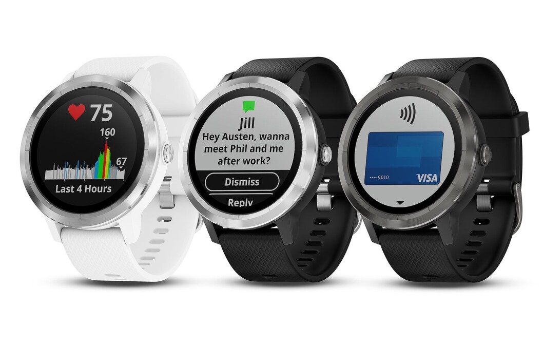 Nye Vivoactive 3 kommer blant annet med Garmin Pay, som også skal bli tilgjengelig på det norske markedet. Foto: Garmin. Nye Vivoactive 3 kommer blant annet med Garmin Pay, som også skal bli tilgjengelig på det norske markedet. Foto: Garmin.