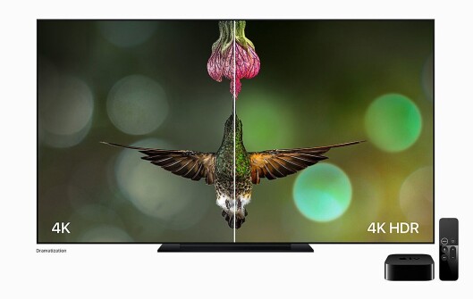 Slik ønsker Apple å vise forskjellen på et 4K-bilde med og uten HDR i Apple TV 4K. Foto: Apple. Slik ønsker Apple å vise forskjellen på et 4K-bilde med og uten HDR i Apple TV 4K. Foto: Apple.