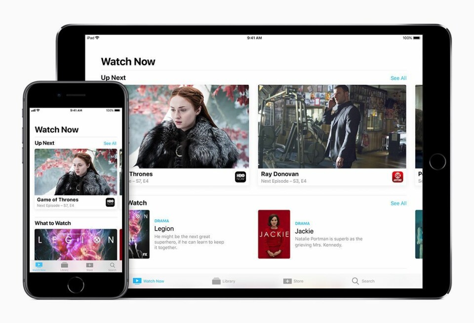 Med den nye Apple TV-appen blir innholdet i Apple TV også tilgjengelig på iPhone og iPad. Appen slippes i Norge mot slutten av året. Foto: Apple.