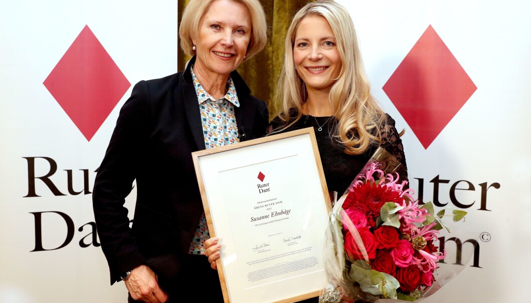 Grunnlegger av «Ruter Dam» Gunilla Ahrén (t. v.) og toppsjef Susanne Ehnbåge i Netonnet Group. Foto: Karina Ljungdahl Grunnlegger av «Ruter Dam» Gunilla Ahrén (t. v.) og toppsjef Susanne Ehnbåge i Netonnet Group. Foto: Karina Ljungdahl