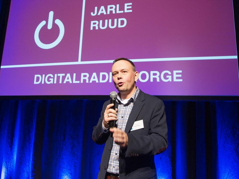 Jarle Ruud i Digitalradio Norge AS fotografert under arrangementet i forbindelse med kåringen av årets julegave 2015. Foto: Tore Skaar