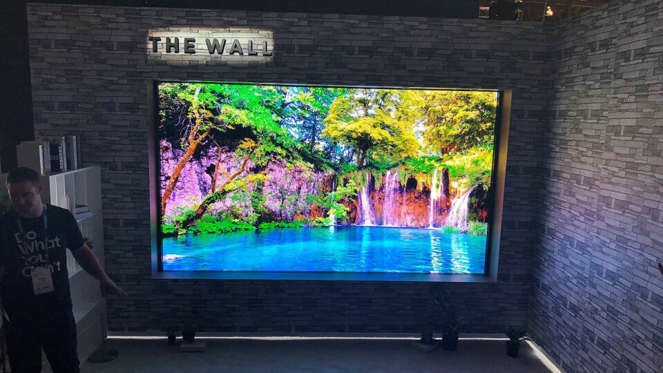 Samsung The Wall, med mikro-led-teknologi. Her i 146 tommer. Foto: Stian Sønsteng.