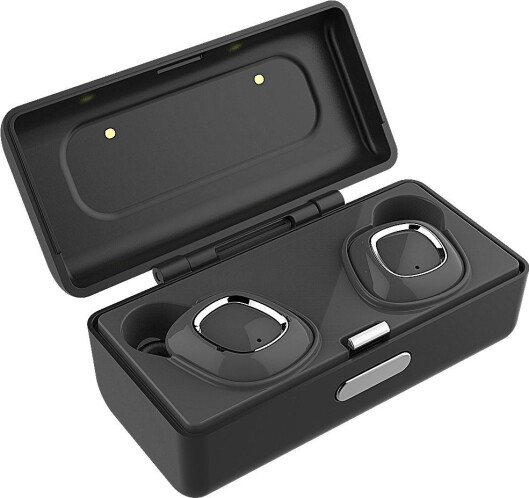 SuperTooth TW1 er helt trådløse, og skal gi fire timer spilletid samt ytterligere elleve med ladefutteralet. Foto: SuperTooth. SuperTooth TW1 er helt trådløse, og skal gi fire timer spilletid samt ytterligere elleve med ladefutteralet. Foto: SuperTooth.