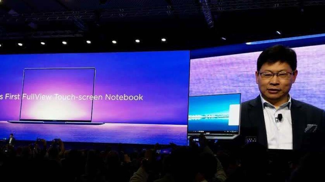 Huawei-sjef Richard Yu lanserte ny bærbar PC fra selskapet. Foto: Marte Ottemo. Huawei-sjef Richard Yu lanserte ny bærbar PC fra selskapet. Foto: Marte Ottemo.