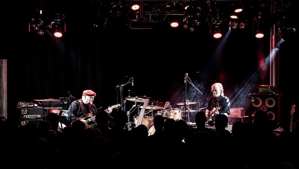 Knut Reiersrud (t. v.) og Eivind Aarset spilte sammen på Larvik gitarfestival. Foto: Tommy Rasmussen
