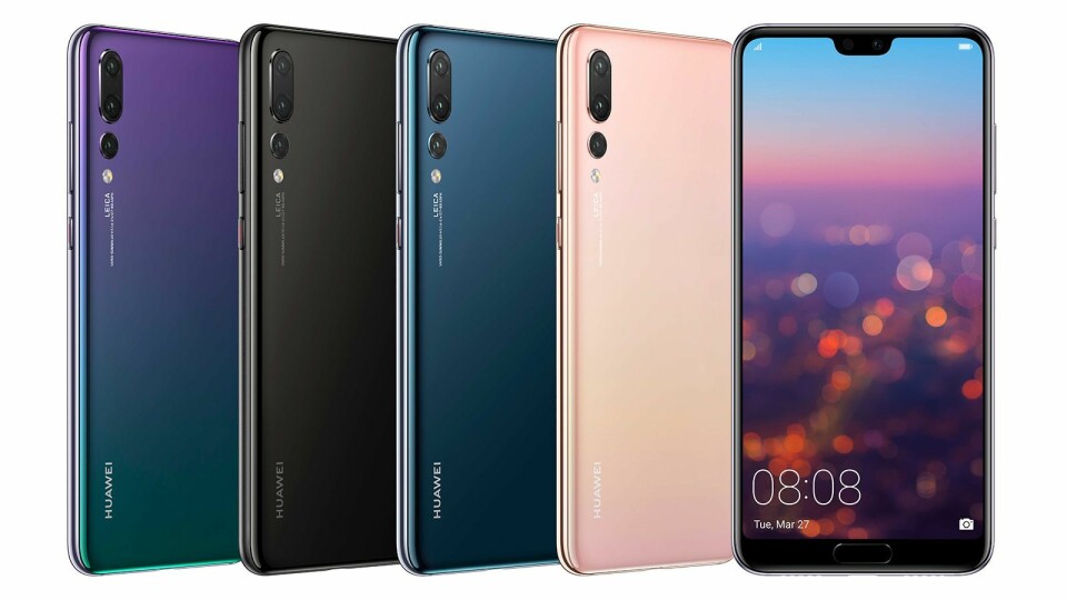 Huawei P20 og P20 Pro kommer i fire ulike farger. Foto: Huawei