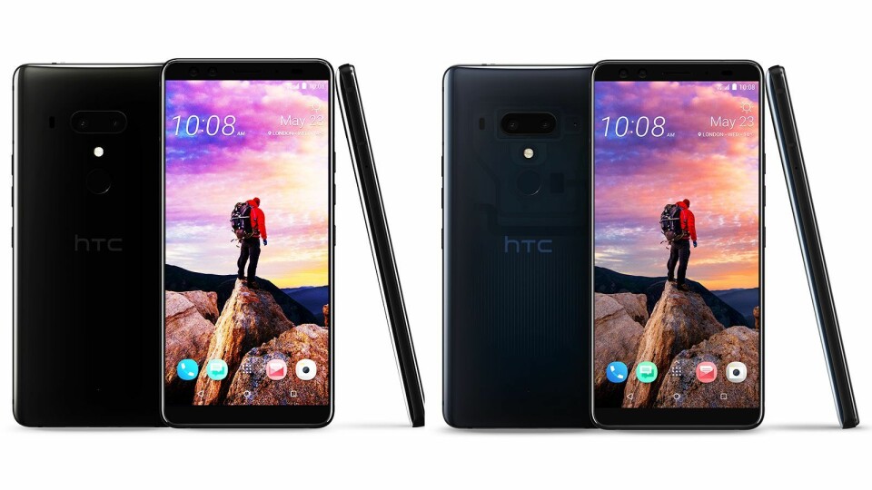 HTC U12+ i keramisk sort og Translucent Blue kommer i handelen 18. juni. Pris: 8.000,- Foto: HTC