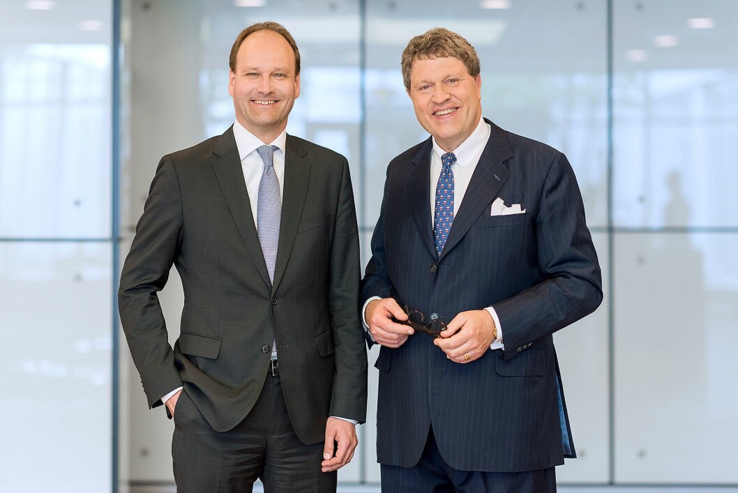 Reihard Zinkann (t. h.) deler stillingen som administrerende direktør sammen med Marcus Miele De to er oldebarn av selskapets grunnleggere. Foto: Miele. Reihard Zinkann (t. h.) deler stillingen som administrerende direktør sammen med Marcus Miele De to er oldebarn av selskapets grunnleggere. Foto: Miele.