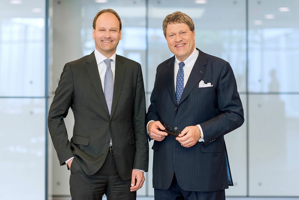 Reihard Zinkann (t. h.) deler stillingen som administrerende direktør sammen med Marcus Miele De to er oldebarn av selskapets grunnleggere. Foto: Miele.