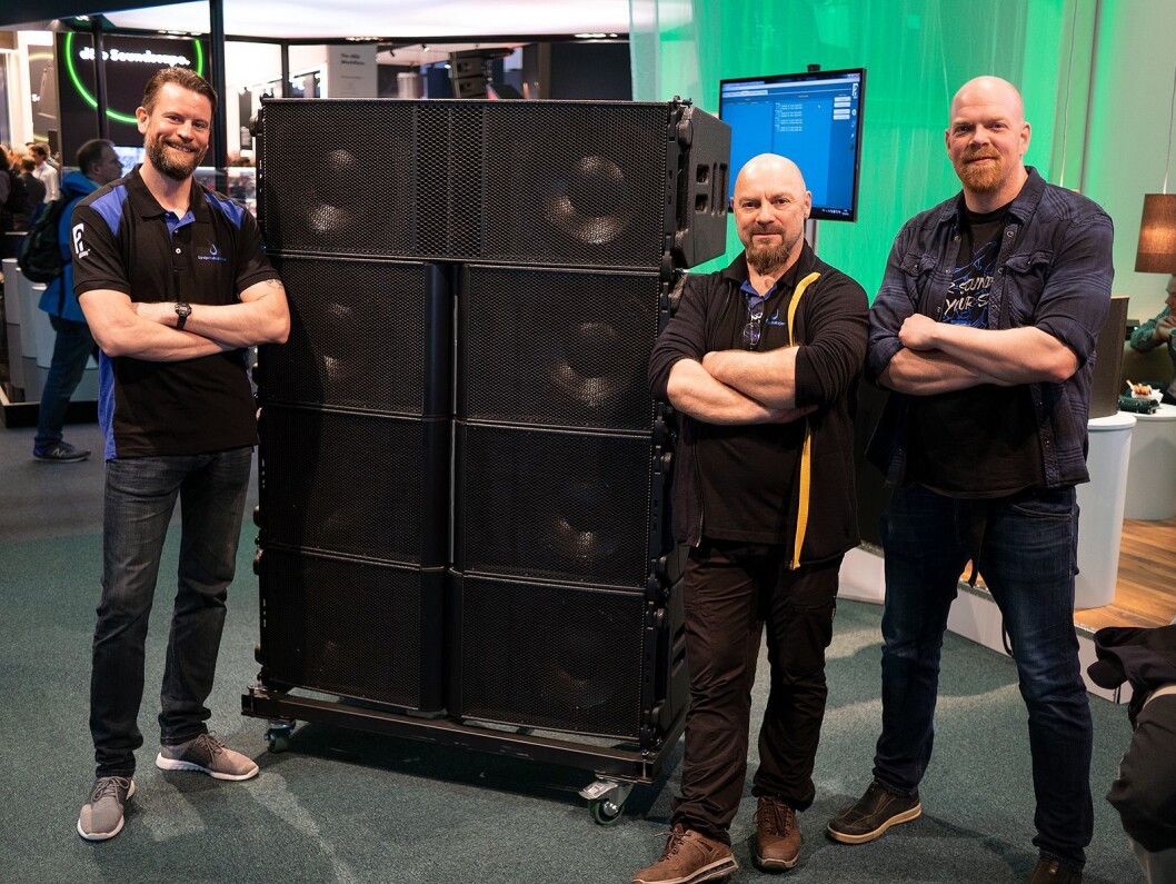 Andreas Jentoft (f. v.), Arild Johnsen og Eirik Haua eier og driver Lydproduksjon Tromsø AS. Her er de hos Alcons Audio på messen Prolight + Sound. Foto: Stian Sønsteng Andreas Jentoft (f. v.), Arild Johnsen og Eirik Haua eier og driver Lydproduksjon Tromsø AS. Her er de hos Alcons Audio på messen Prolight + Sound. Foto: Stian Sønsteng