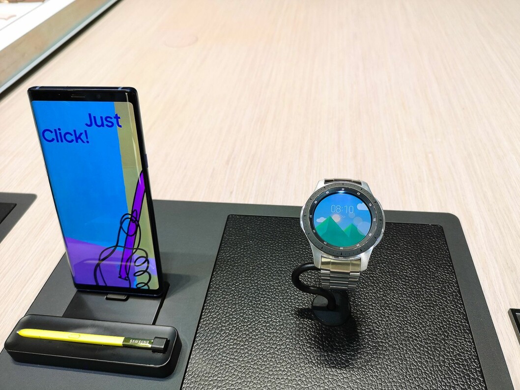 Galaxy Note9 og smartklokken Galaxy Watch ble lansert like i forkant av IFA, og ble selvsagt vist fram i Berlin også. Foto: Marte Ottemo.