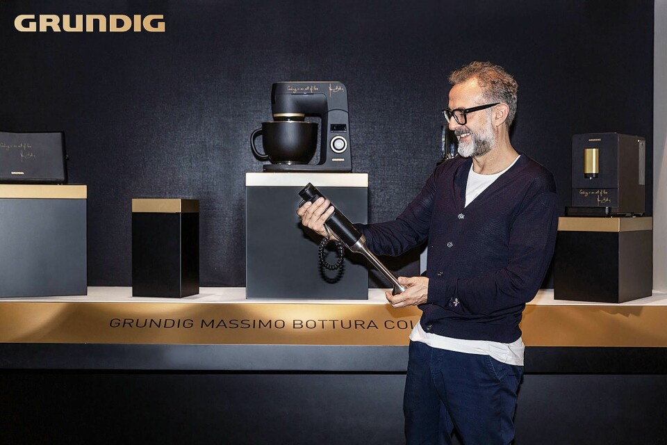 Stjernekokk Massimo Bottura har vært med å designe et nytt sortiment av kjøkkenprodukter for Grundig. Foto: Grundig.