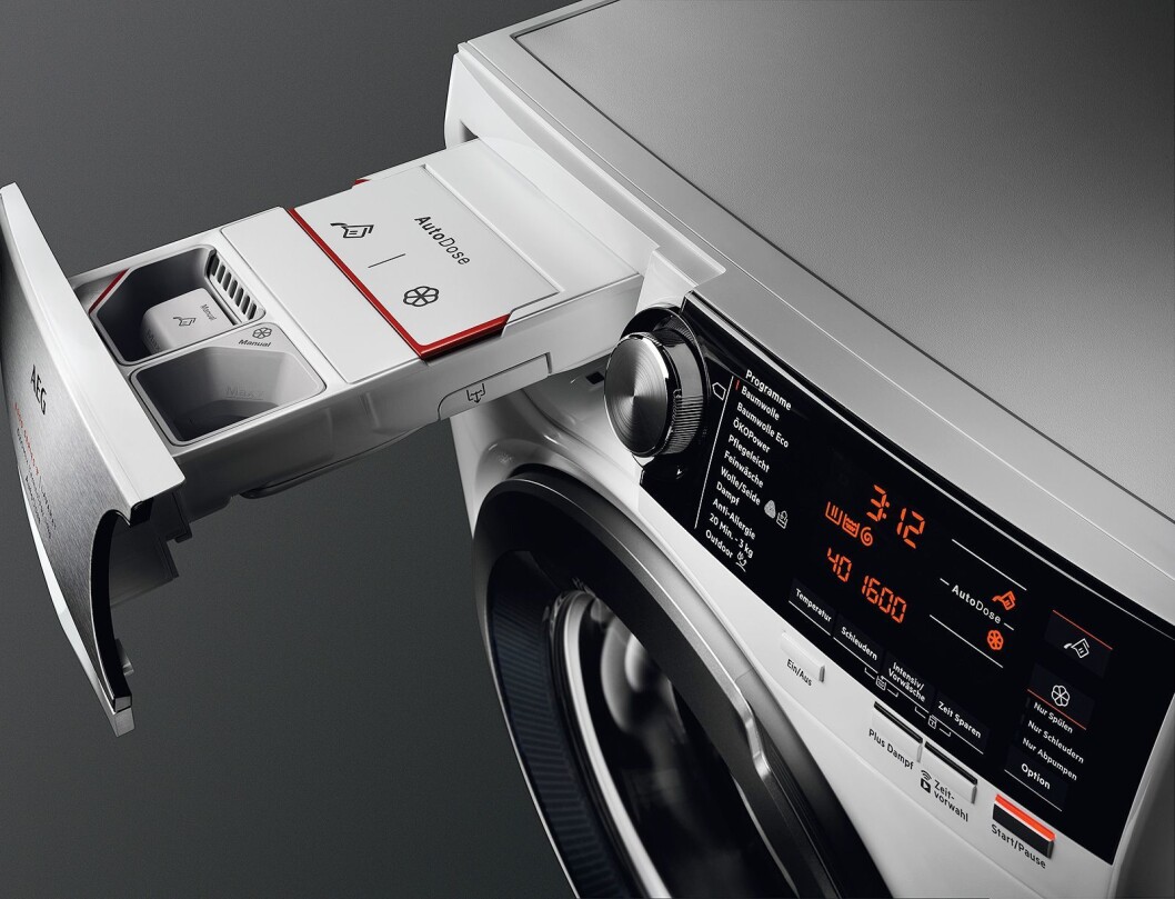 AEG Electrolux’ nye vaskemaskiner kommer med fire ulike kammer, og autodosering. Foto: AEG Electrolux. AEG Electrolux’ nye vaskemaskiner kommer med fire ulike kammer, og autodosering. Foto: AEG Electrolux.