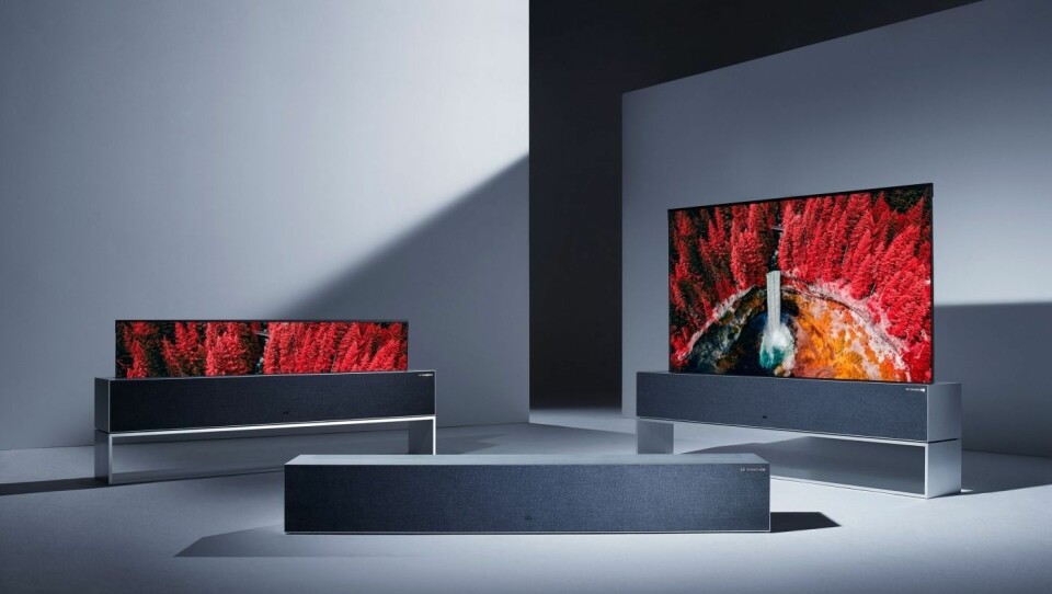 LG Electronics 4K HDR rulle-TV Signature R er på 65 tommer - helt utrullet. Foto: LG Electronics.