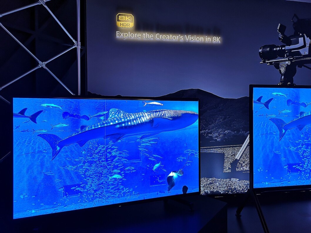Det er foreløpig lite innhold til 8K-TVene som lanseres, her viser Sony fram hvordan ekte 8K ser ut på de nye TVene med sine proffkamera. Foto: Marte Ottemo Det er foreløpig lite innhold til 8K-TVene som lanseres, her viser Sony fram hvordan ekte 8K ser ut på de nye TVene med sine proffkamera. Foto: Marte Ottemo
