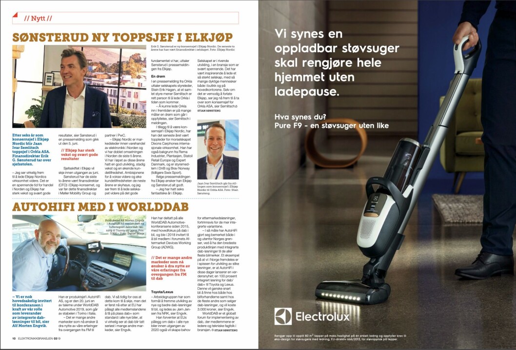 Artikkelen ble første gang publisert i papirutgaven av fagbladet Elektronikkbransjen nr. 3/2019, som ble distribuert 13. juni. <a href="http://www.mypaper.se/html5/customer/248/12536/?page=10" target="_blank" rel="noopener">Her kan du lese artikkelen</a> og bla gjennom digitalutgaven av bladet. Du kan lese alle utgaver av bladet digitalt, fra og med nr. 1/1937, på <a href="https://www.elektronikkbransjen.no/historiskarkiv" target="_blank" rel="noopener">elektronikkbransjen.no/historiskarkiv</a>. Artikkelen ble første gang publisert i papirutgaven av fagbladet Elektronikkbransjen nr. 3/2019, som ble distribuert 13. juni. <a href="http://www.mypaper.se/html5/customer/248/12536/?page=10" target="_blank" rel="noopener">Her kan du lese artikkelen</a> og bla gjennom digitalutgaven av bladet. Du kan lese alle utgaver av bladet digitalt, fra og med nr. 1/1937, på <a href="https://www.elektronikkbransjen.no/historiskarkiv" target="_blank" rel="noopener">elektronikkbransjen.no/historiskarkiv</a>.