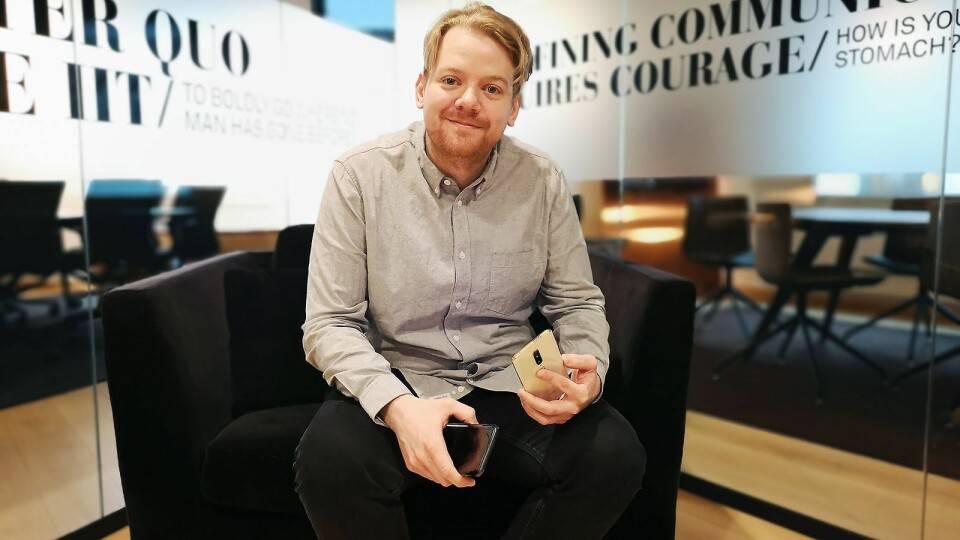 PR-ansvarlig i OnePlus Norden, Stefan Bonnevier, var i Oslo for å lansere selskapets nye flaggskip, OnePlus 7 Pro. Foto: Marte Ottemo
