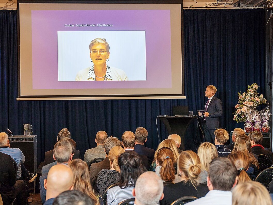 Ellen Hambro, leder i Miljødirektoratet i Norge, var med på videolink under Norsirks konferanse. Foto: Norsirk/Simen Berg. Ellen Hambro, leder i Miljødirektoratet i Norge, var med på videolink under Norsirks konferanse. Foto: Norsirk/Simen Berg.
