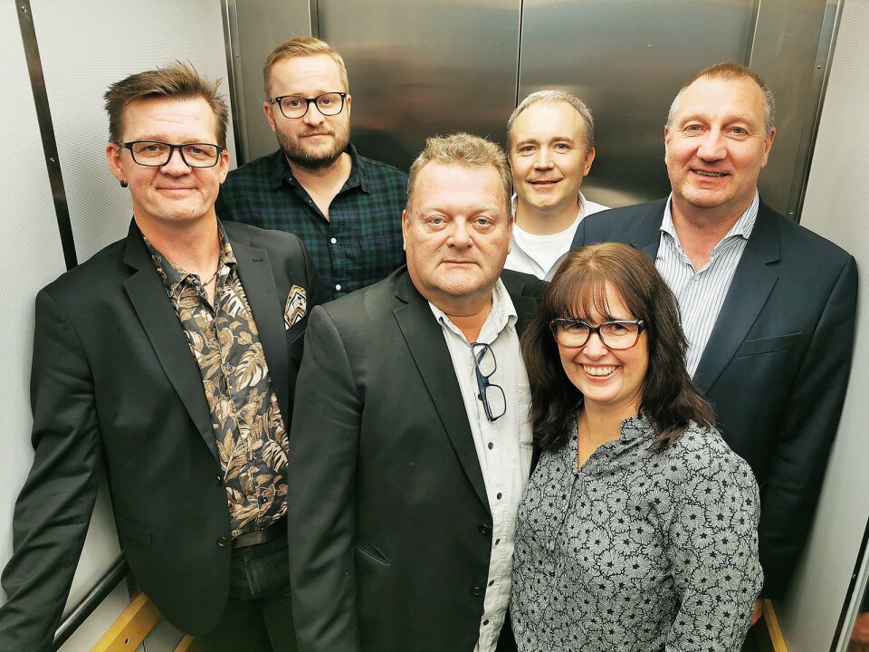 Gjermund Stordahl (4Sound Moss, f. v.), Torstein Vik (Polysonic Norge AS), Erik Østby (EM Nordic AS), Erik Sæther (Yamaha Music), Eva Kristin Kjæreng (Evas Musikkinstrument) og Magne Iversen (Gitarhuset Alnabru AS) utgjør styret i Norsk Musikkbransjeråd. Foto: Stian Sønsteng