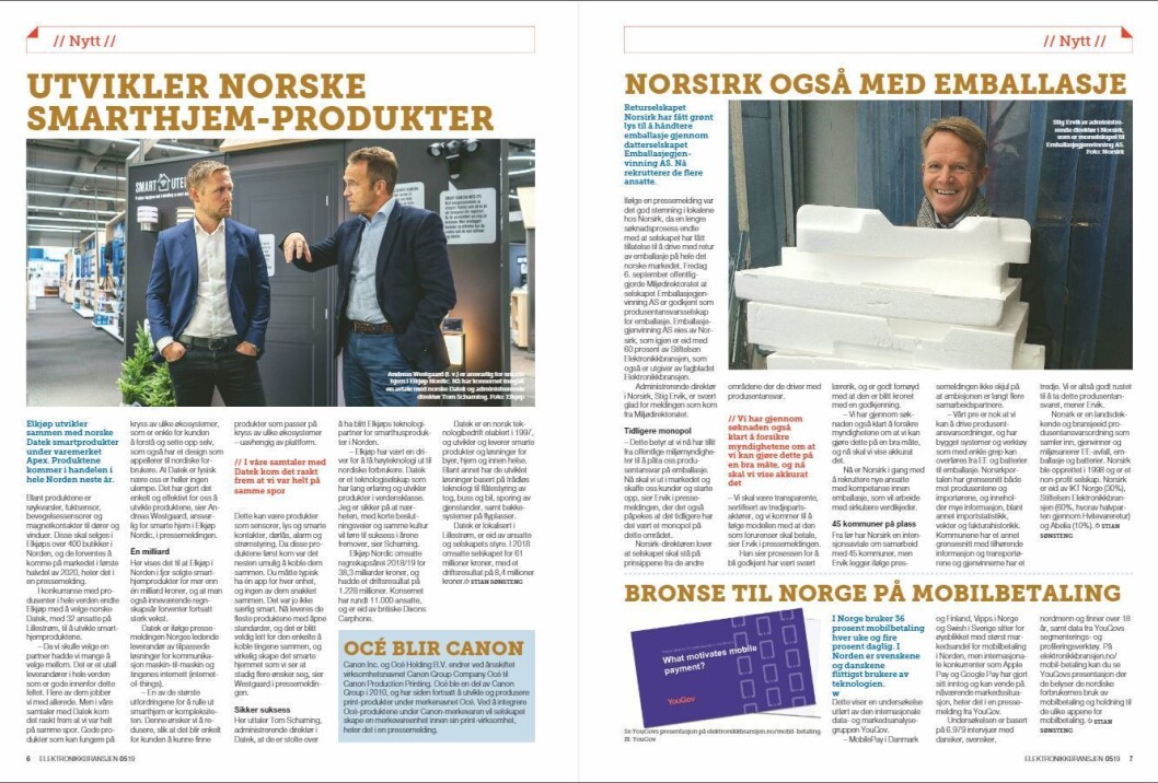 Artikkelen ble første gang publisert i papirutgaven av fagbladet Elektronikkbransjen nr. 5/2019, som ble distribuert 9. oktober. <a href="http://www.mypaper.se/html5/customer/248/12614/?page=6" target="_blank" rel="noopener">Her kan du lese artikkelen</a> og bla gjennom digitalutgaven av bladet. Du kan lese alle utgaver av bladet digitalt, fra og med nr. 1/1937, på <a href="https://www.elektronikkbransjen.no/historiskarkiv" target="_blank" rel="noopener">elektronikkbransjen.no/historiskarkiv</a>. Artikkelen ble første gang publisert i papirutgaven av fagbladet Elektronikkbransjen nr. 5/2019, som ble distribuert 9. oktober. <a href="http://www.mypaper.se/html5/customer/248/12614/?page=6" target="_blank" rel="noopener">Her kan du lese artikkelen</a> og bla gjennom digitalutgaven av bladet. Du kan lese alle utgaver av bladet digitalt, fra og med nr. 1/1937, på <a href="https://www.elektronikkbransjen.no/historiskarkiv" target="_blank" rel="noopener">elektronikkbransjen.no/historiskarkiv</a>.