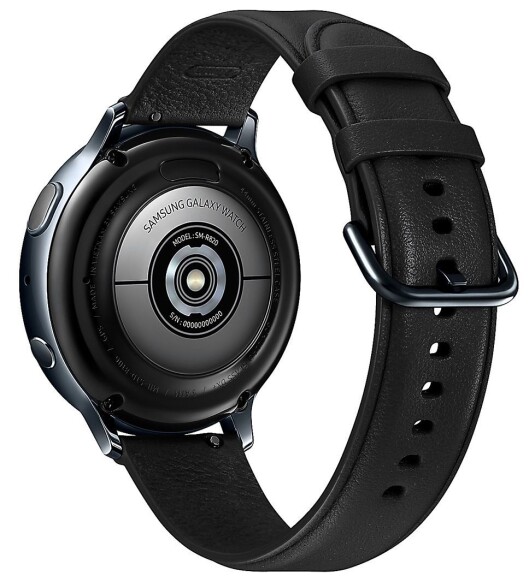 Galaxy Watch Active 2 har fått åtte fotodiode-sensorer for pulsmåling. Her er smartklokken i 44 mm størrelse. Foto: Samsung. Galaxy Watch Active 2 har fått åtte fotodiode-sensorer for pulsmåling. Her er smartklokken i 44 mm størrelse. Foto: Samsung.