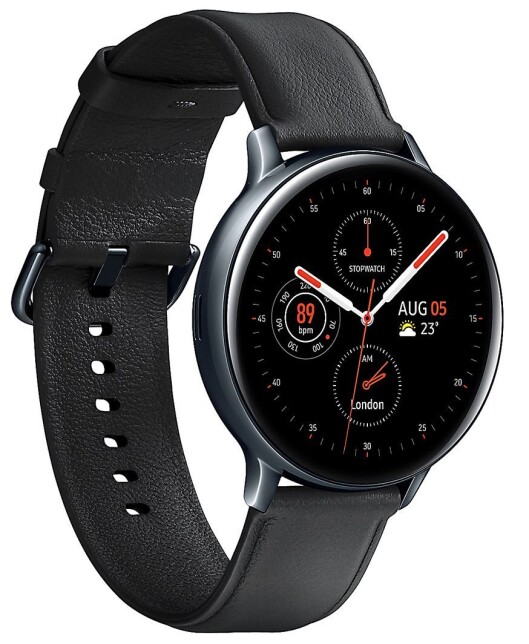 Galaxy Watch Active 2 har fått åtte fotodiode-sensorer for pulsmåling. Her er smartklokken i 44 mm størrelse. Foto: Samsung. Galaxy Watch Active 2 har fått åtte fotodiode-sensorer for pulsmåling. Her er smartklokken i 44 mm størrelse. Foto: Samsung.
