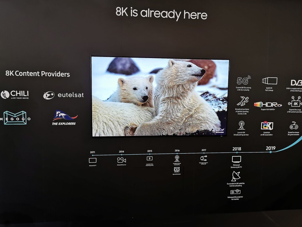 Hos Samsung er 8K allerede her. Foto: Stian Sønsteng. Hos Samsung er 8K allerede her. Foto: Stian Sønsteng.