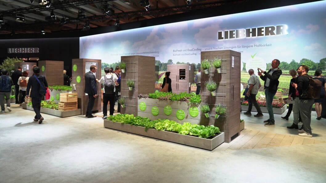 Tyske Liebherr var på hjemmebane under årets IFA, og hadde bygd opp en stor stand på messen. Foto: Messe Berlin. Tyske Liebherr var på hjemmebane under årets IFA, og hadde bygd opp en stor stand på messen. Foto: Messe Berlin.