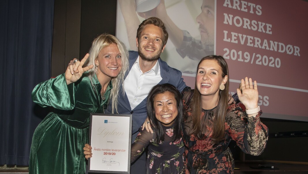Årets norske leverandør ble for to år siden Airthings. Pippa Boothman (f. v.), Sebastian Hewes, Tuyen Vo Olsen og Lauren Alkire mottok prisen. Foto: Tore Skaar. Årets norske leverandør ble for to år siden Airthings. Pippa Boothman (f. v.), Sebastian Hewes, Tuyen Vo Olsen og Lauren Alkire mottok prisen. Foto: Tore Skaar.