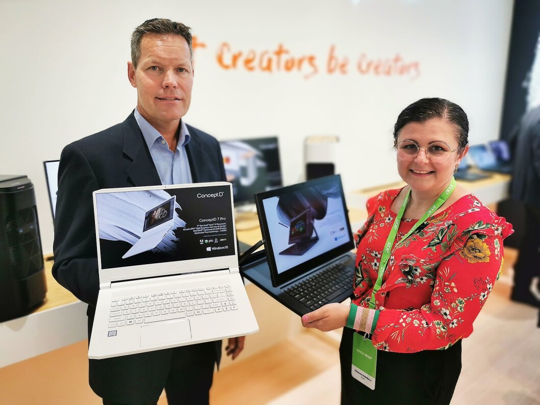 Magnus Lilja og Ekaterina Bakhbava i Acer med ConceptD 7 Pro og ConceptD 9. Foto: Stian Sønsteng Magnus Lilja og Ekaterina Bakhbava i Acer med ConceptD 7 Pro og ConceptD 9. Foto: Stian Sønsteng