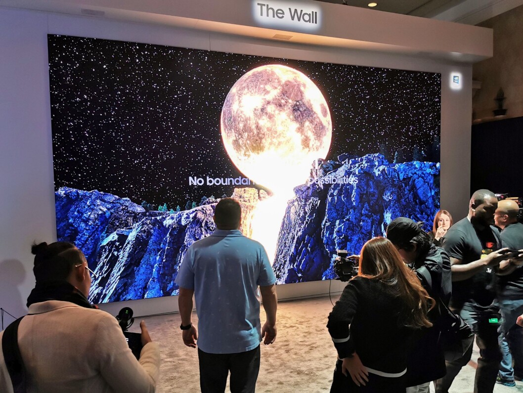 Samsungs The Wall, med microled-plater, ble under CES vist i 292 tommer. Foto: Stian Sønsteng. Samsungs The Wall, med microled-plater, ble under CES vist i 292 tommer. Foto: Stian Sønsteng.