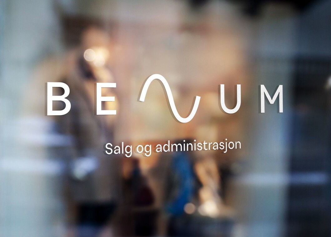 Slik er planen at den nye logoen skal prege selskapets kontorer på Vollebekk i Oslo. Illustrasjon: Benum. Slik er planen at den nye logoen skal prege selskapets kontorer på Vollebekk i Oslo. Illustrasjon: Benum.