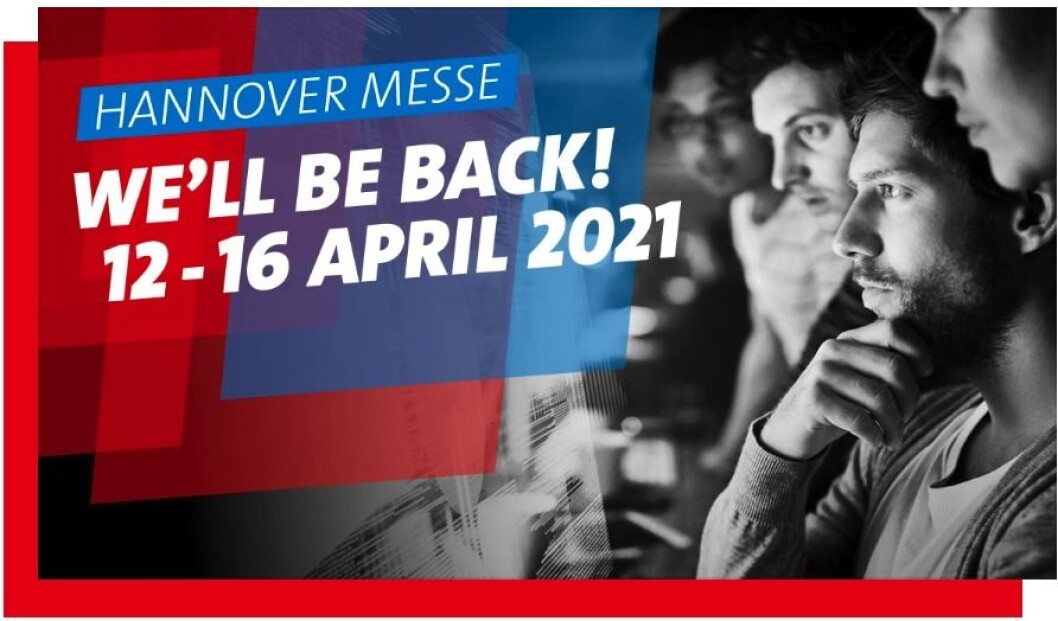 Slik markedsfører Hannover Messe 2021 sine nye datoer. Skjermdump. Slik markedsfører Hannover Messe 2021 sine nye datoer. Skjermdump.