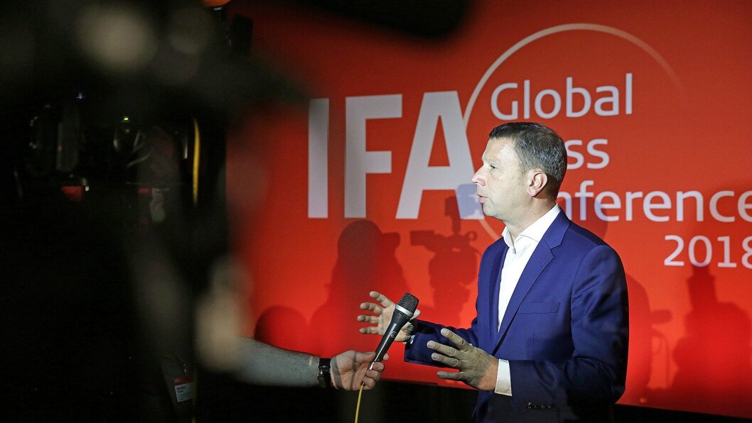 Jens Heithecker, visepresident i Messe Berlin Group og IFA-direktør fra IFAs globale pressekonferanse 2018. Arkivfoto: IFA. Jens Heithecker, visepresident i Messe Berlin Group og IFA-direktør fra IFAs globale pressekonferanse 2018. Arkivfoto: IFA.