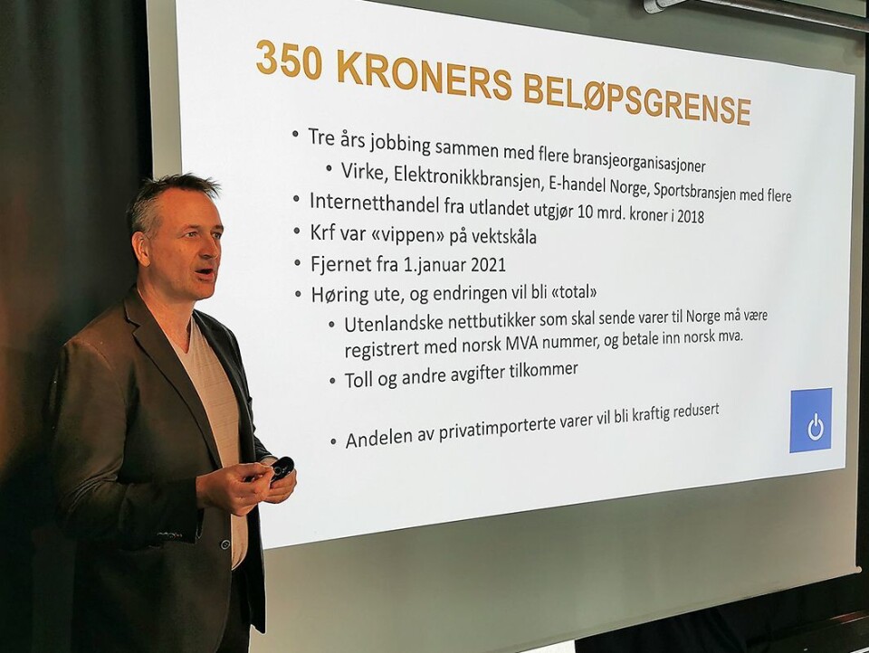 Administrerende direktør Jan Røsholm i Stiftelsen Elektronikkbransjen, som er sekretariat for Norsk musikkbransjeråd. Her på fjorårets musikkbransjedag. Foto: Stian Sønsteng.