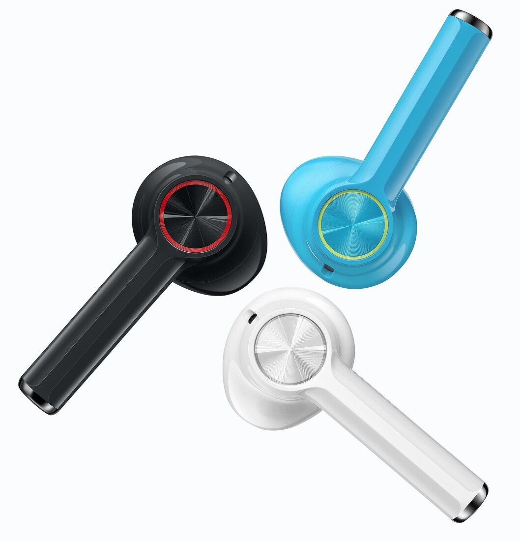 OnePlus Buds kommer i tre farger, koster snaut 1.000 kroner, og etuiet lader til 10 timers bruk på 10 minutter. Foto: OnePlus. OnePlus Buds kommer i tre farger, koster snaut 1.000 kroner, og etuiet lader til 10 timers bruk på 10 minutter. Foto: OnePlus.