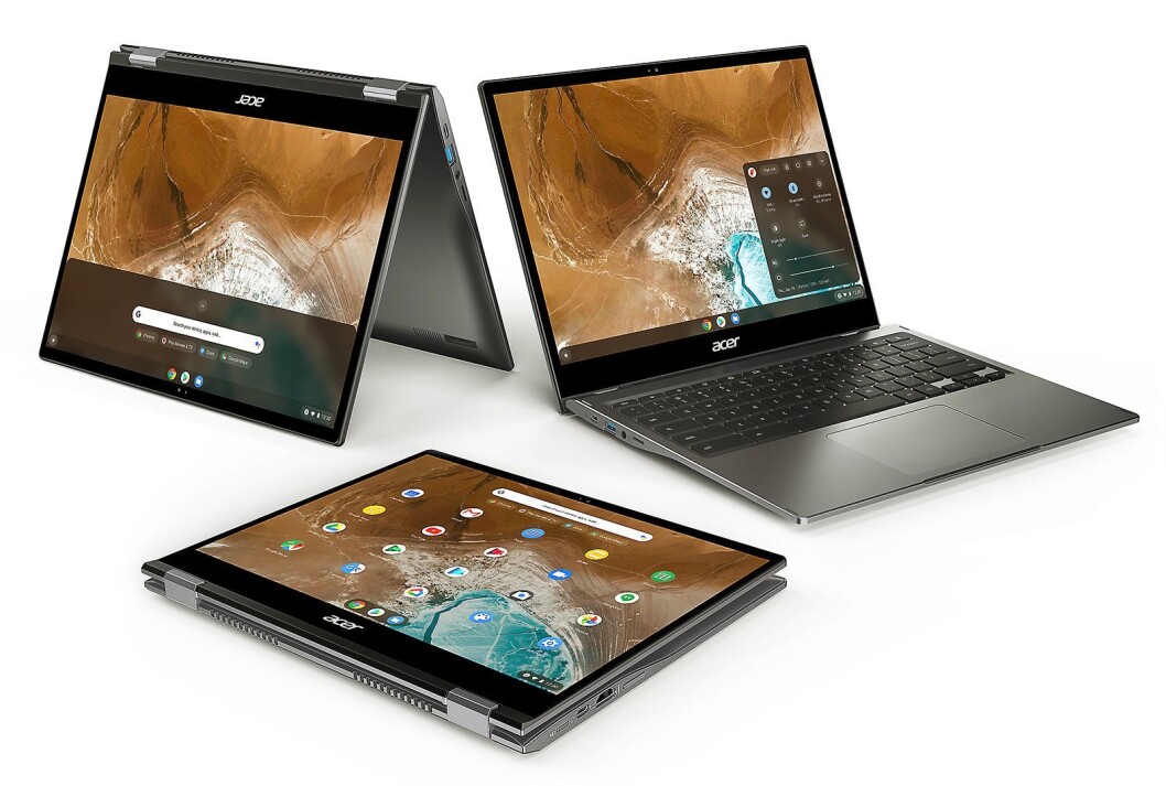 Acers nye Chromebook, Spin 713, ser mer ut som en vanlig PC enn tidligere Chromebook-modeller. Foto: Acer. Acers nye Chromebook, Spin 713, ser mer ut som en vanlig PC enn tidligere Chromebook-modeller. Foto: Acer.