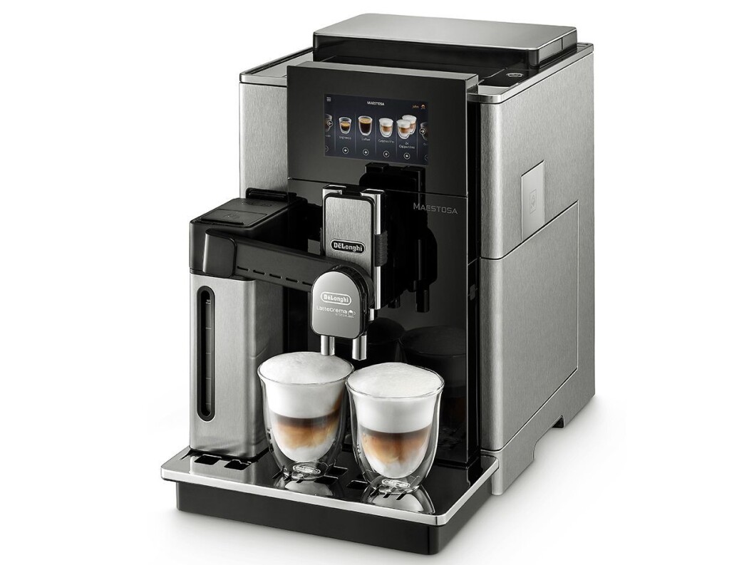 De’Longhi Maestosa er selskapets flaggskipmaskin, med en prislapp på 32.000 kroner – og muligheten til å samtidig brygge to melkebaserte kaffedrikker. Foto: De’Longhi. De’Longhi Maestosa er selskapets flaggskipmaskin, med en prislapp på 32.000 kroner – og muligheten til å samtidig brygge to melkebaserte kaffedrikker. Foto: De’Longhi.
