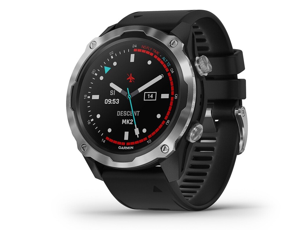 Garmin Descent Mk2 er utformet i stål og leveres med en silikonreim. Foto: Garmin. Garmin Descent Mk2 er utformet i stål og leveres med en silikonreim. Foto: Garmin.