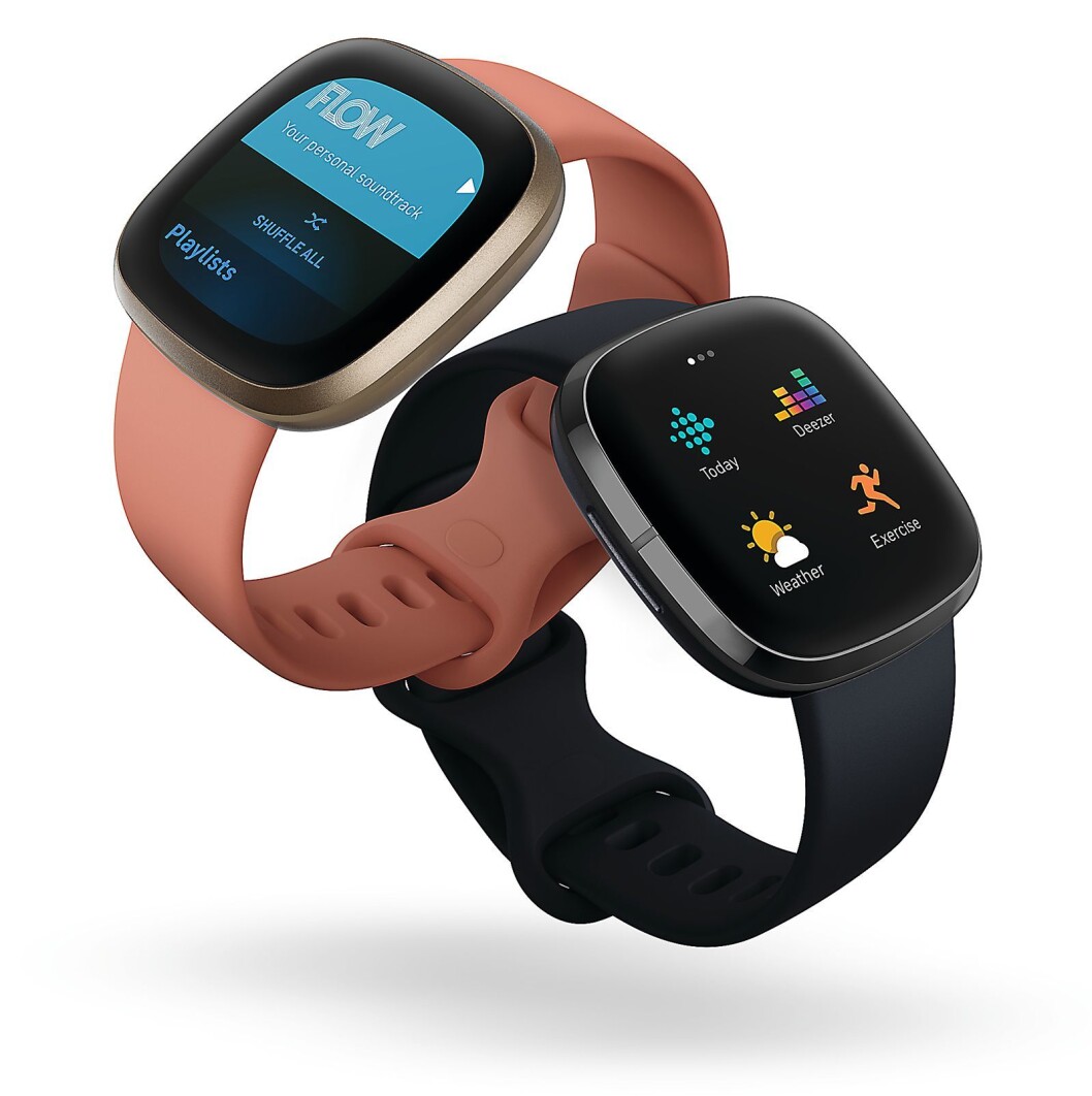 Versa 3 ser ganske så lik ut som Fitbit Sense, men har færre sensorer innebygd. Foto: Fitbit. Versa 3 ser ganske så lik ut som Fitbit Sense, men har færre sensorer innebygd. Foto: Fitbit.