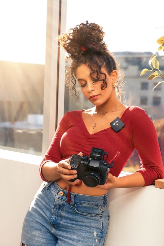 Røde Wireless Go har innebygd mikrofon i senderen, men kan også tilkoples både en eller to mikrofoner. Foto: Røde. Røde Wireless Go har innebygd mikrofon i senderen, men kan også tilkoples både en eller to mikrofoner. Foto: Røde.