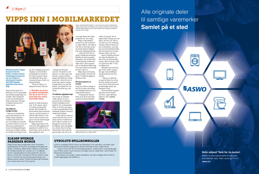 Artikkelen ble første gang publisert i papirutgaven av fagbladet Elektronikkbransjen nr. 6/2020, som ble distribuert 23 november. <a target="_blank" href="https://www.mypaper.se/html5/customer/248/13022/?page=8">Her kan du lese artikkelen</a> og bla gjennom digitalutgaven av bladet. Du kan lese alle utgaver av bladet digitalt, fra og med nr. 1/1937, på <a target="_blank" href="https://www.elektronikkbransjen.no/historiskarkiv">elektronikkbransjen.no/historiskarkiv</a>. Artikkelen ble første gang publisert i papirutgaven av fagbladet Elektronikkbransjen nr. 6/2020, som ble distribuert 23 november. <a target="_blank" href="https://www.mypaper.se/html5/customer/248/13022/?page=8">Her kan du lese artikkelen</a> og bla gjennom digitalutgaven av bladet. Du kan lese alle utgaver av bladet digitalt, fra og med nr. 1/1937, på <a target="_blank" href="https://www.elektronikkbransjen.no/historiskarkiv">elektronikkbransjen.no/historiskarkiv</a>.