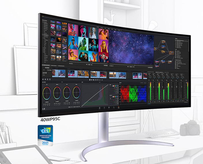 40WP95C Ultra Wide har et 40-tommers buet nano IPS-panel. Foto: LG 40WP95C Ultra Wide har et 40-tommers buet nano IPS-panel. Foto: LG